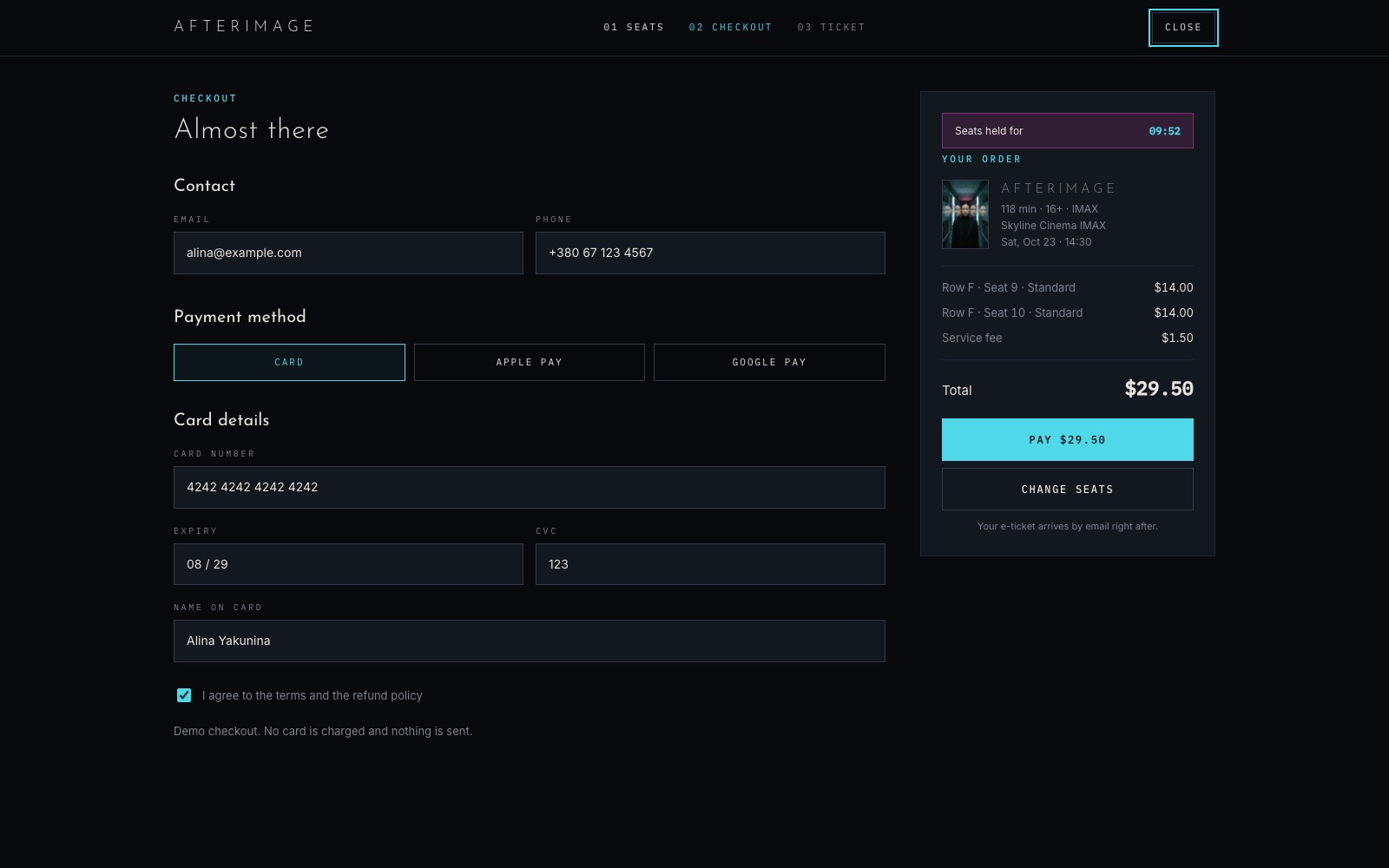 Checkout with a 10-minute hold timer