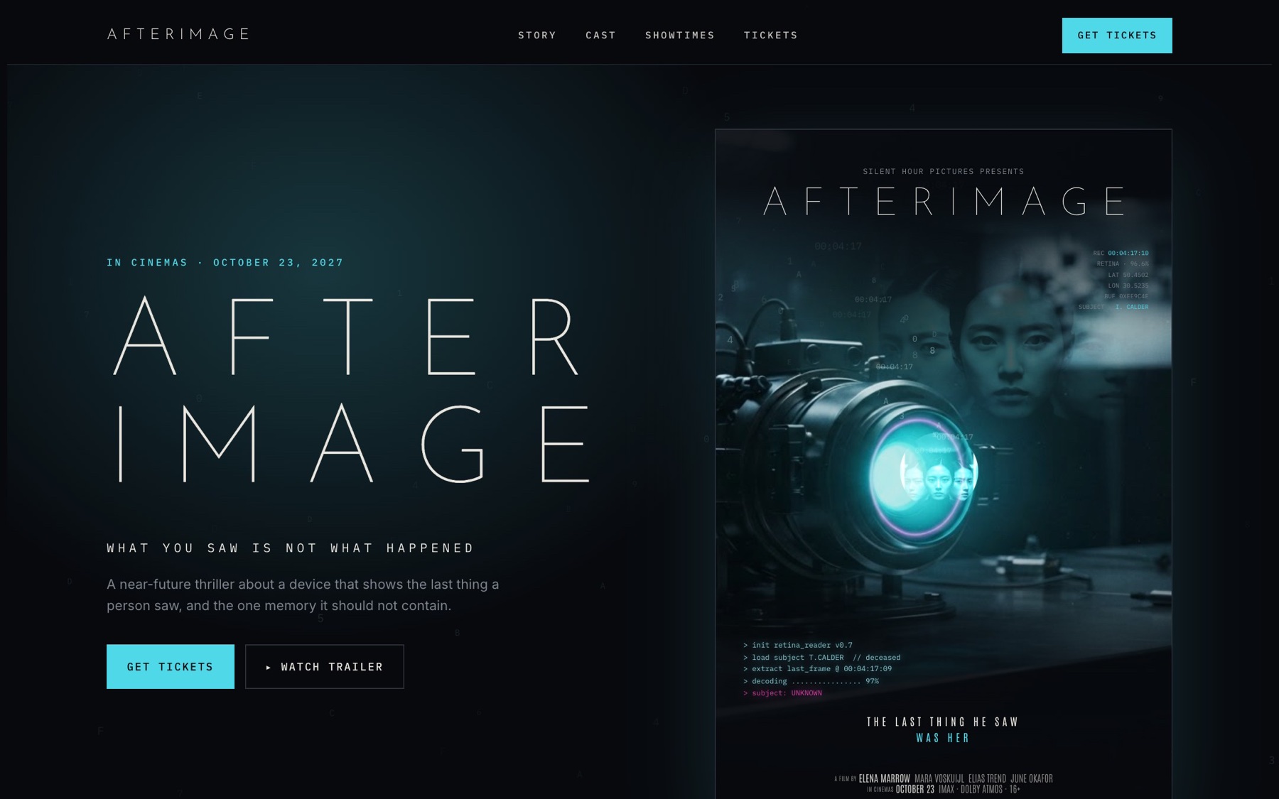 Home with the title and the glowing retina reader