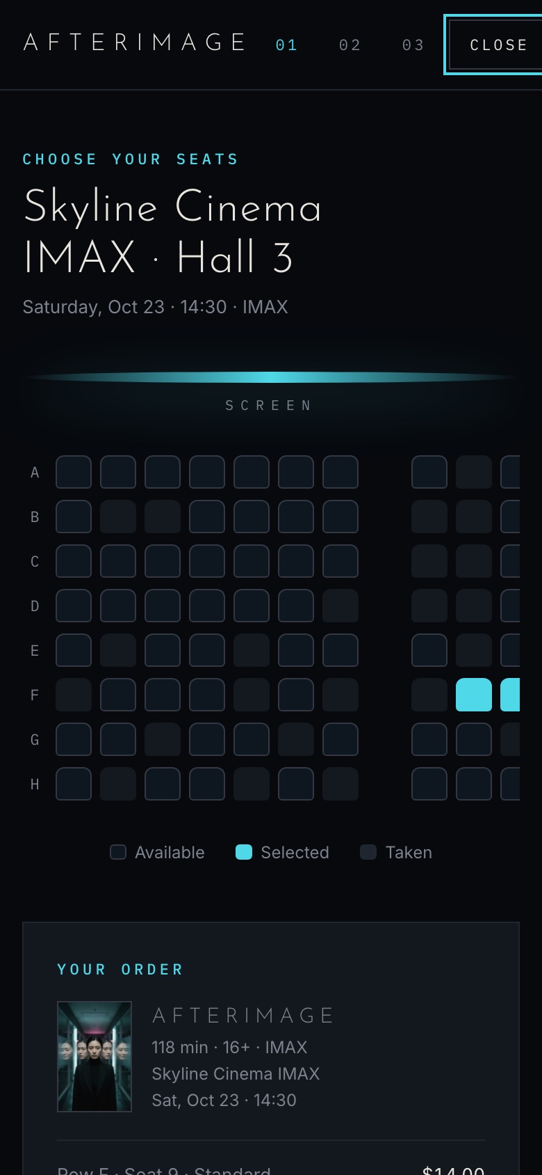 Seat map on a phone
