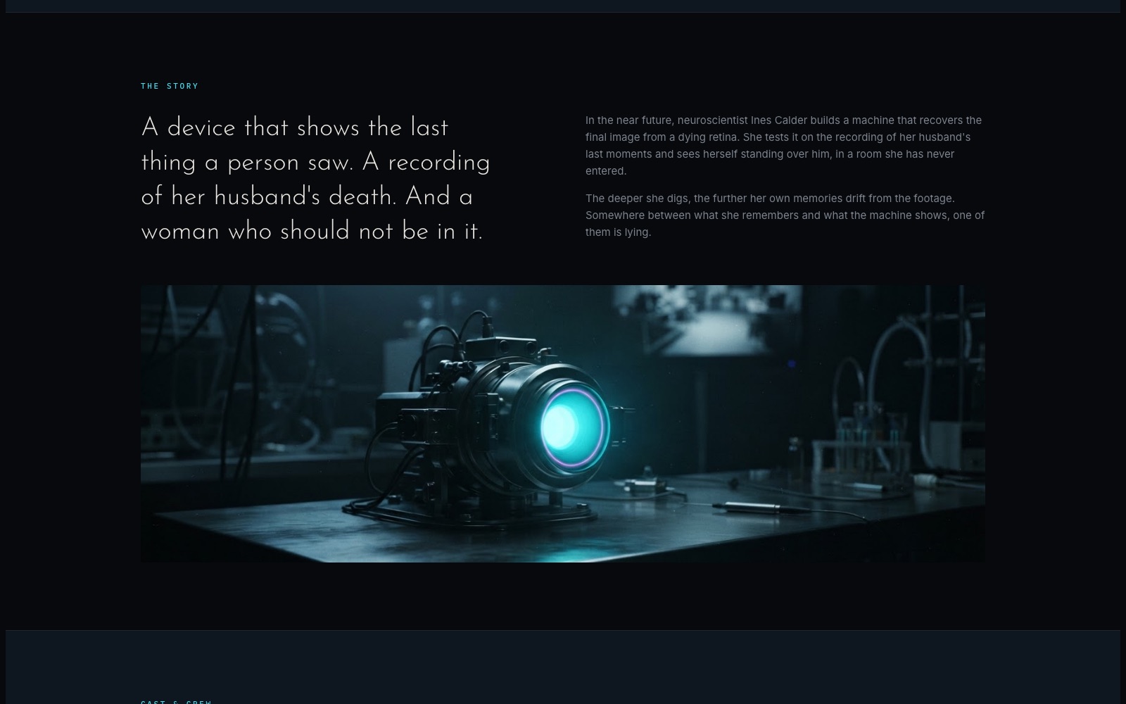 Story section with a synopsis