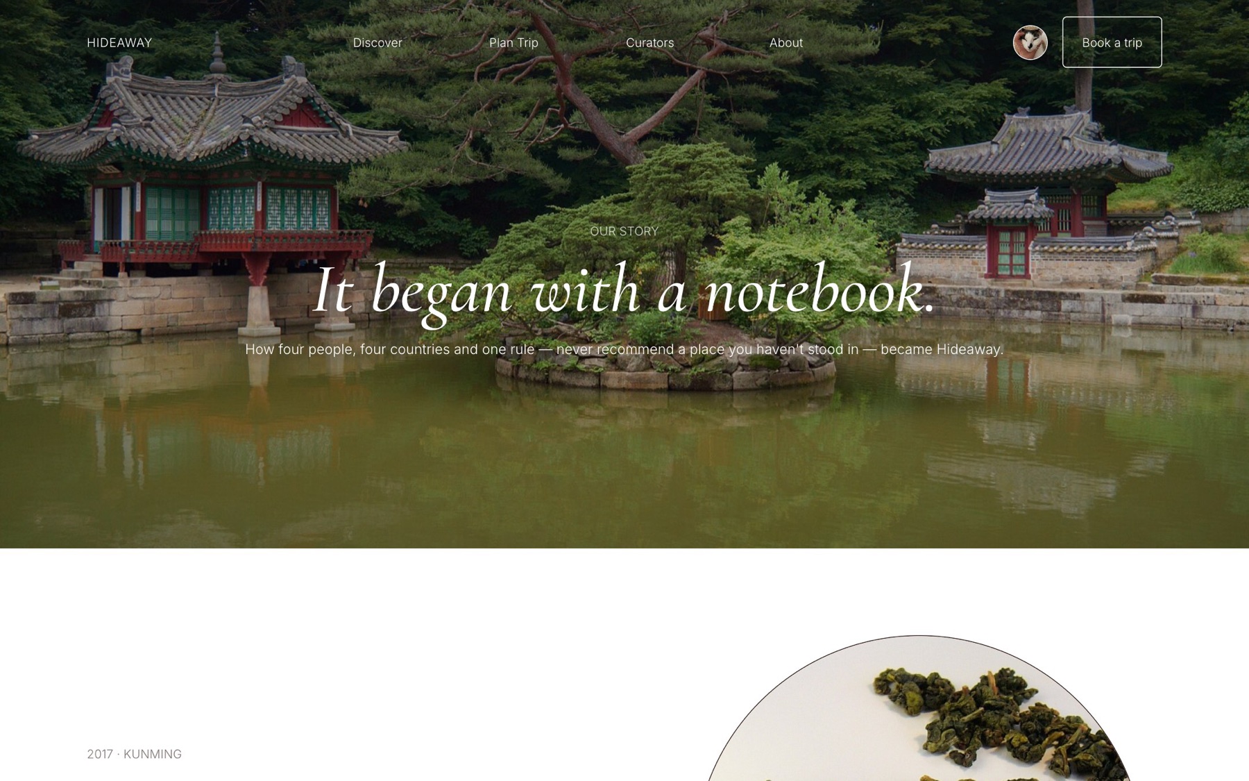 About page: It began with a notebook