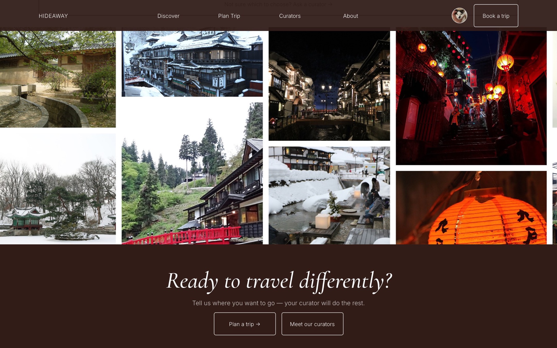 Photo grid and the Ready to travel differently call to action
