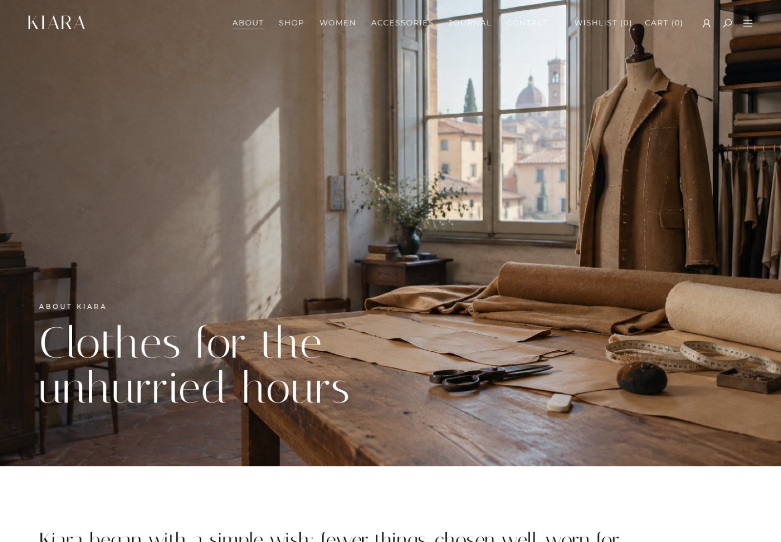 About page with the atelier