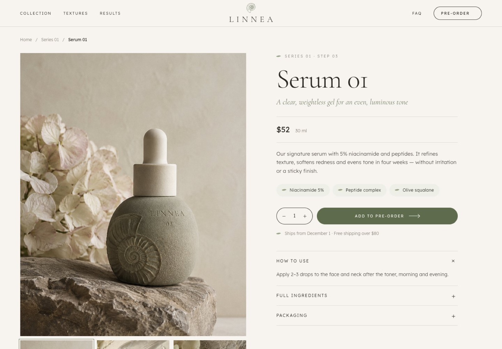 Serum 01 product page